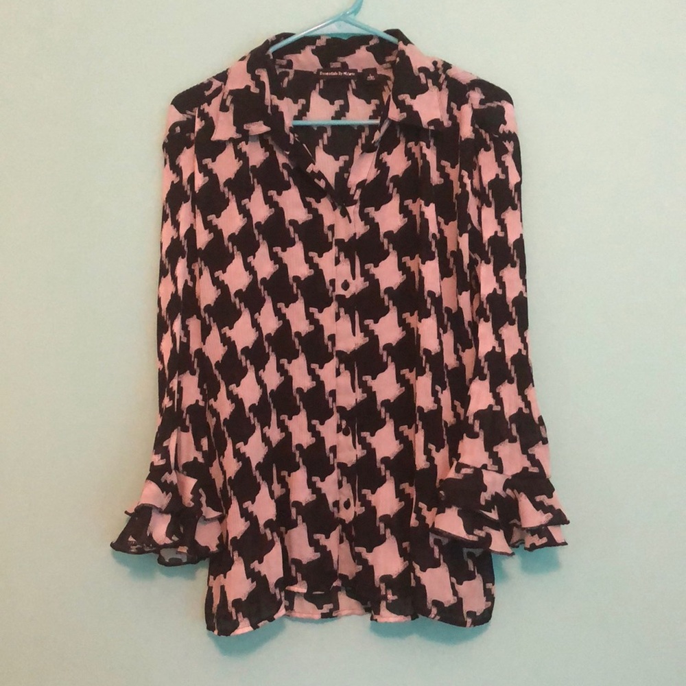 Essentials by Milano Large Black & White Blouse
